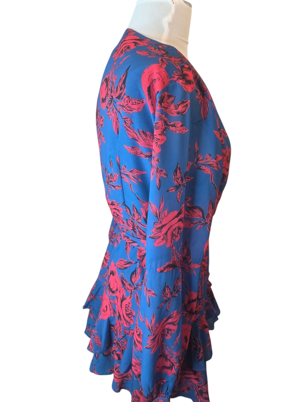 Cupshe Stunning Blue Hot Red Floral Print True Wrap Dress Size Women's Large - Picture 5 of 13